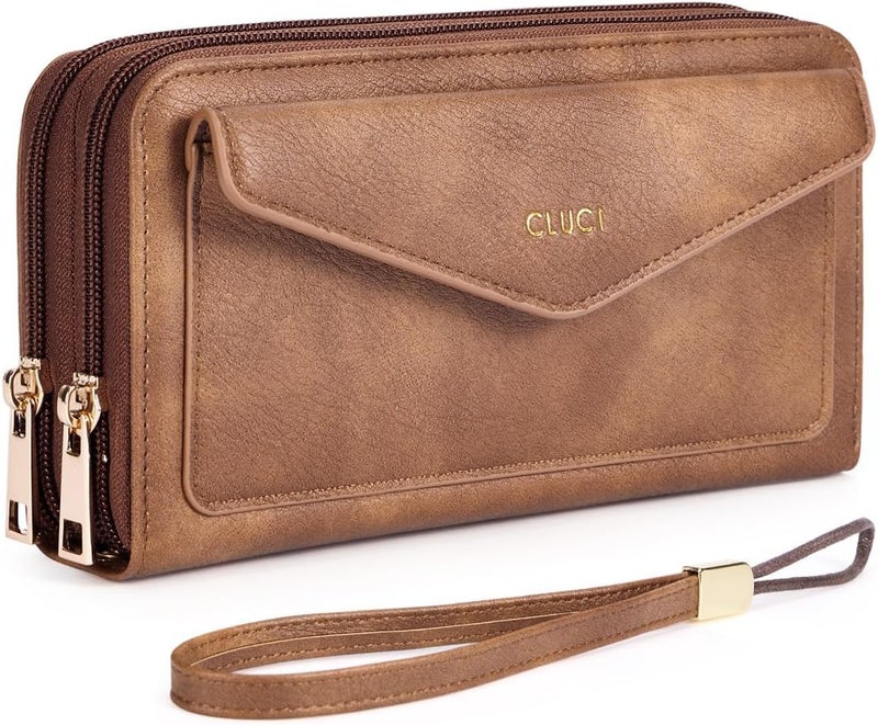 CLUCI Wallet Women Large Capacity Wristlet Purse for Women Long Ladies Wallet RFID Blocking Multi Credit Card Holder - Image 1